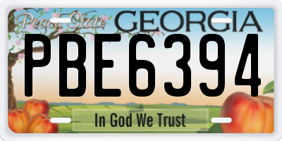 GA license plate PBE6394