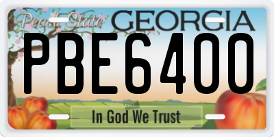GA license plate PBE6400