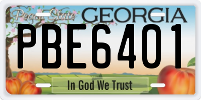 GA license plate PBE6401