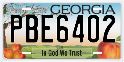 GA license plate PBE6402