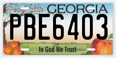 GA license plate PBE6403