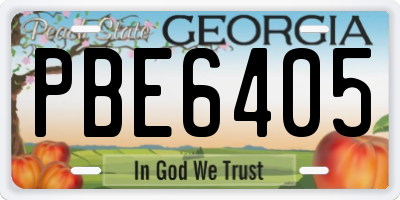 GA license plate PBE6405