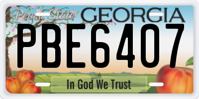 GA license plate PBE6407