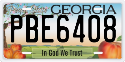 GA license plate PBE6408