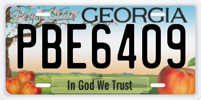GA license plate PBE6409
