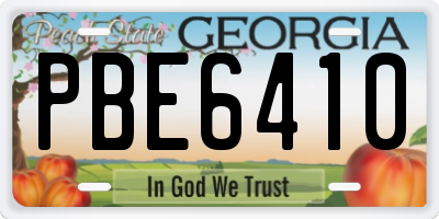 GA license plate PBE6410