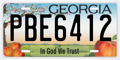 GA license plate PBE6412
