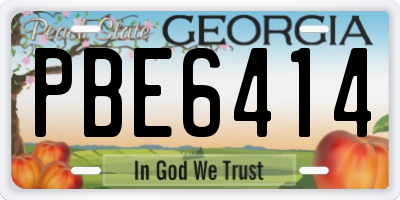 GA license plate PBE6414