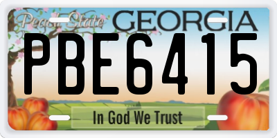 GA license plate PBE6415