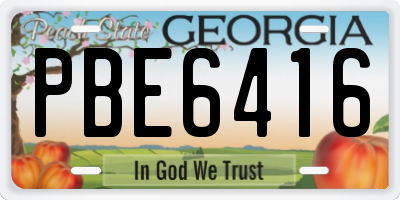 GA license plate PBE6416