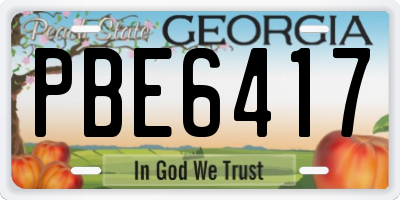 GA license plate PBE6417