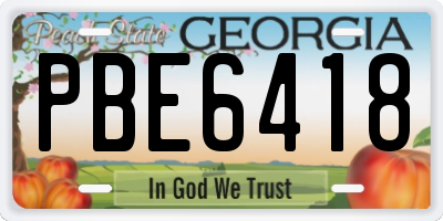 GA license plate PBE6418