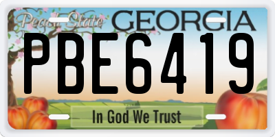 GA license plate PBE6419