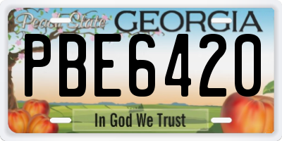 GA license plate PBE6420