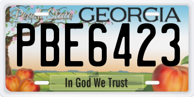 GA license plate PBE6423