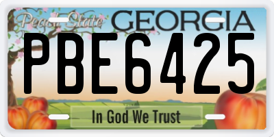 GA license plate PBE6425