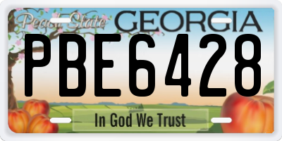 GA license plate PBE6428