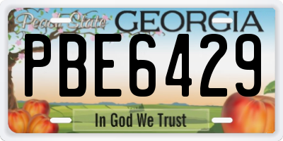 GA license plate PBE6429