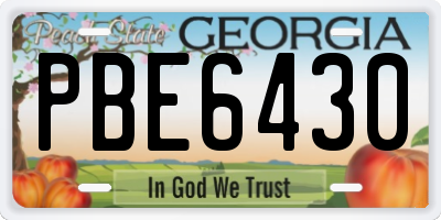 GA license plate PBE6430