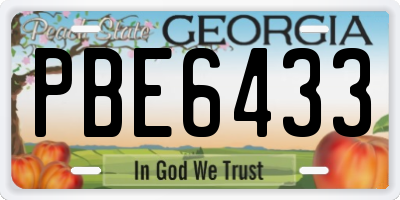 GA license plate PBE6433