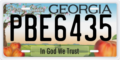 GA license plate PBE6435