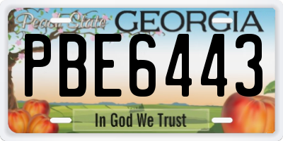 GA license plate PBE6443