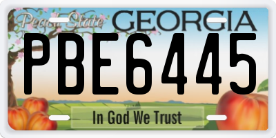 GA license plate PBE6445