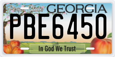 GA license plate PBE6450