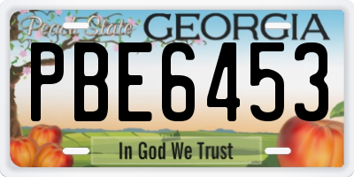 GA license plate PBE6453