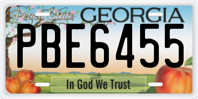 GA license plate PBE6455
