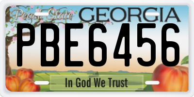 GA license plate PBE6456