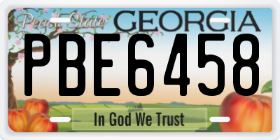 GA license plate PBE6458
