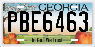 GA license plate PBE6463