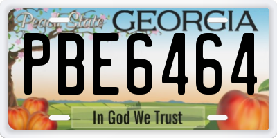GA license plate PBE6464