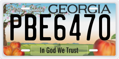GA license plate PBE6470