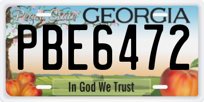 GA license plate PBE6472