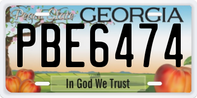 GA license plate PBE6474
