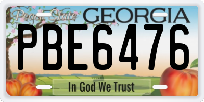 GA license plate PBE6476