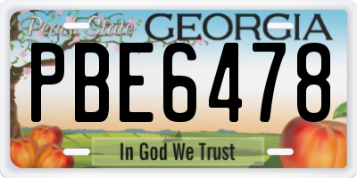 GA license plate PBE6478