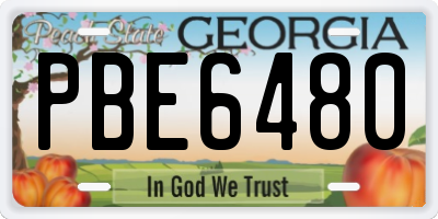 GA license plate PBE6480