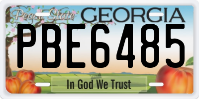 GA license plate PBE6485