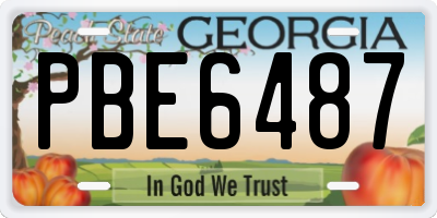 GA license plate PBE6487