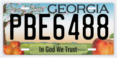 GA license plate PBE6488
