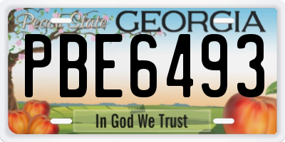 GA license plate PBE6493