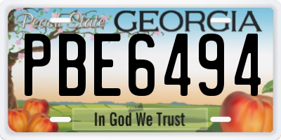 GA license plate PBE6494