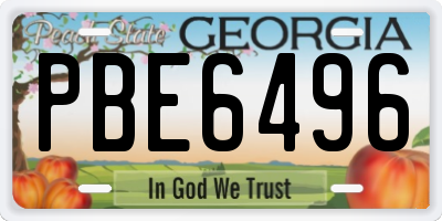 GA license plate PBE6496