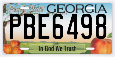 GA license plate PBE6498