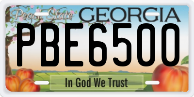GA license plate PBE6500