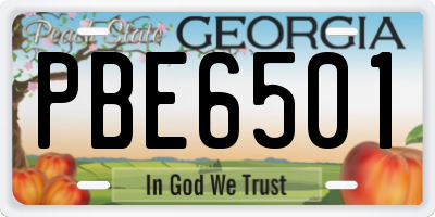 GA license plate PBE6501