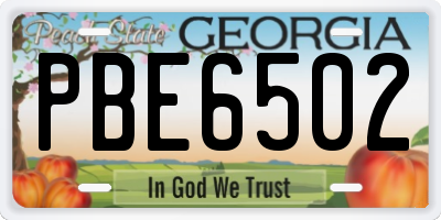 GA license plate PBE6502